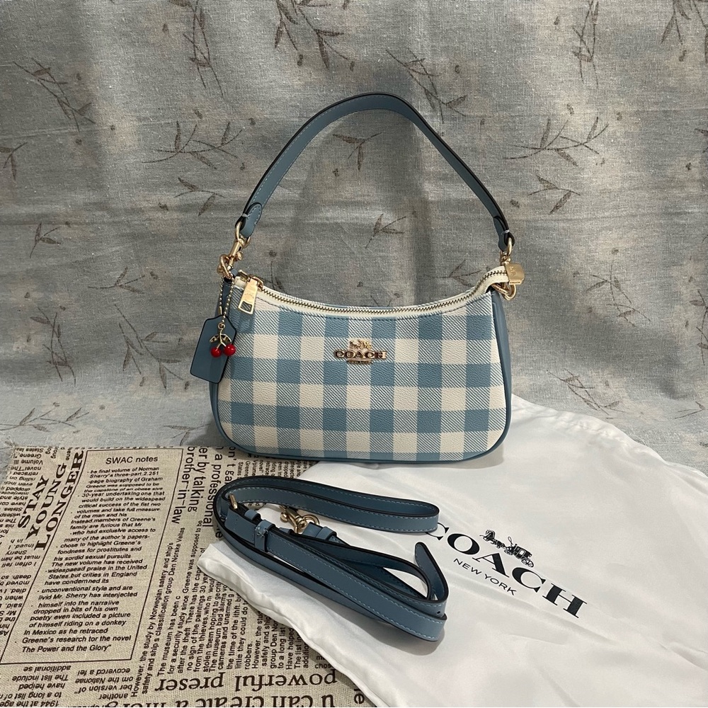 Coach Blue Gingham Mini Shoulder Bag